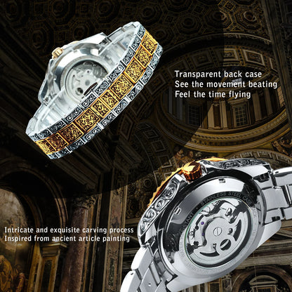 WINNER Luxury Tourbillon Skeleton Automatic Mechanical Watch for Men Luminous Hands Vintage Engraved Mens Watches Steel Strap
