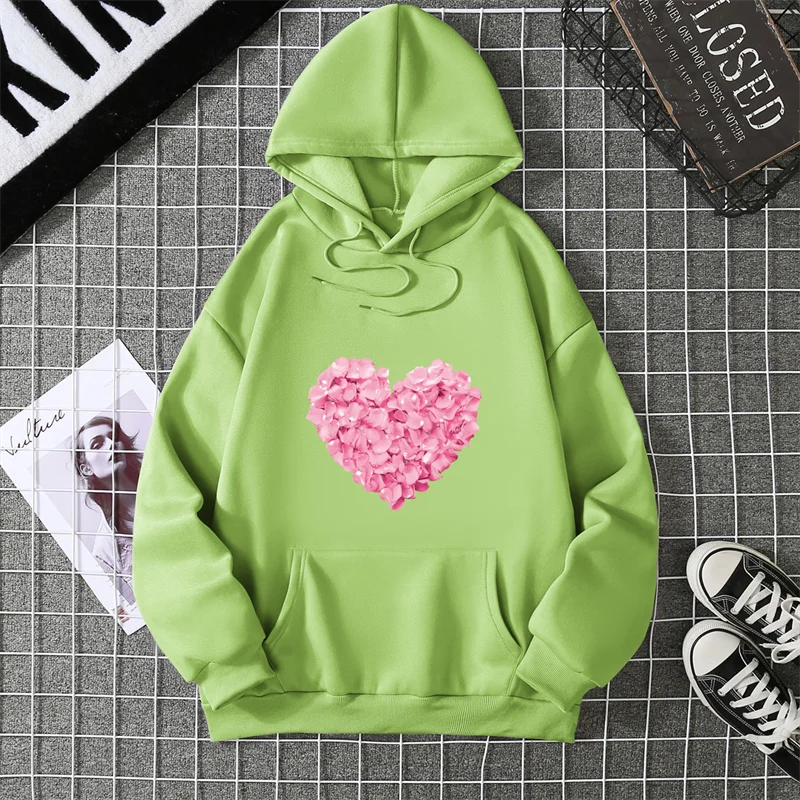 2025 Heart Shape Print Graphic Hoodies Cute Clothing Fashion Loose Pullover Sweatshirt Casual Girl Hoody Tops CYXX281