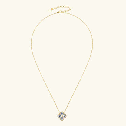 Lnkry 3mm 0.1ct モアサナイト ネックレス GRA 925 スターリングシルバー ラッキークローバー フラワー ペンダント ネックレス レディース 2025 ホットジュエリー