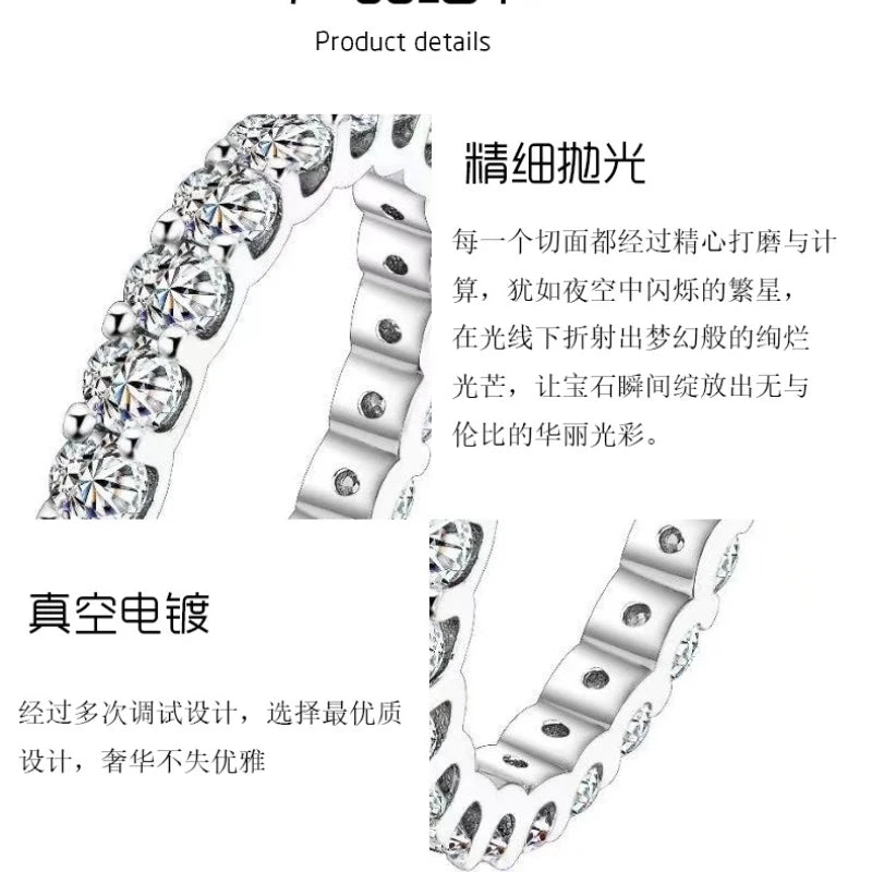 925シルバー モアサナイト 2.2CT ヒップホップリング 電気めっき18Kゴールド プラチナ 精巧なファッション ライトラグジュアリーデザイン レディースリング