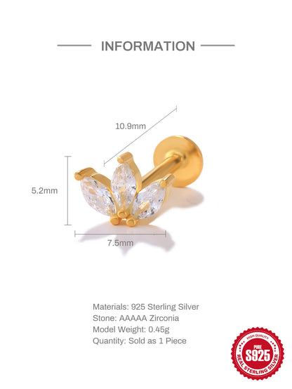 Aide 925 Sterling Silver 1pc Geometry Multi Piercing Stud Earrings For Women K Gold Simple Elegant Tassel Jewelry Gift Pendiente