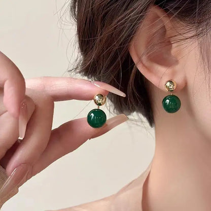 925 Silver Needle Korean Vintage Brown Pearl Earrings For Women Jewelry 2025 Trending New Luxury Women's Red Ball Earrings gifts