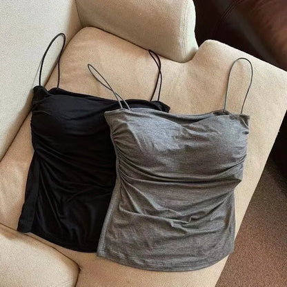 2024 Women Halter Top Summer Korean Style Trend Fashion Built in Women Bra Stretch Women Beach Everyday Casual Tank Top