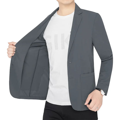 新作夏用男性用薄手日焼け止めブレザージャケット 高品質メンズ通気性速乾ブレザーコート メンズビジネスカジュアルスーツコート