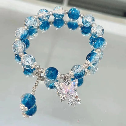 2024 New Trendy Red Beaded Chain Bracelet for Women Simple Hollow Butterfly Pendant Bracelets Jewelry Gifts Accessories