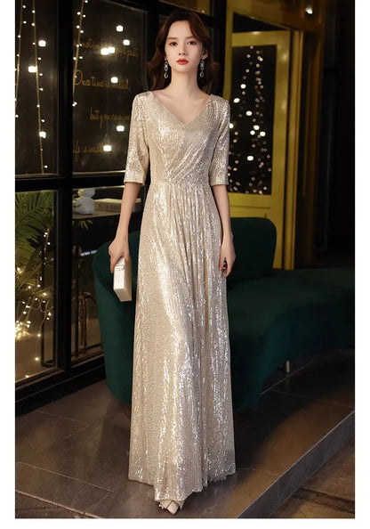 Gold Evening Gown Women's High-End Sensation Luxury Small ence Ball Personali High-End Adult Birthday Host Dr