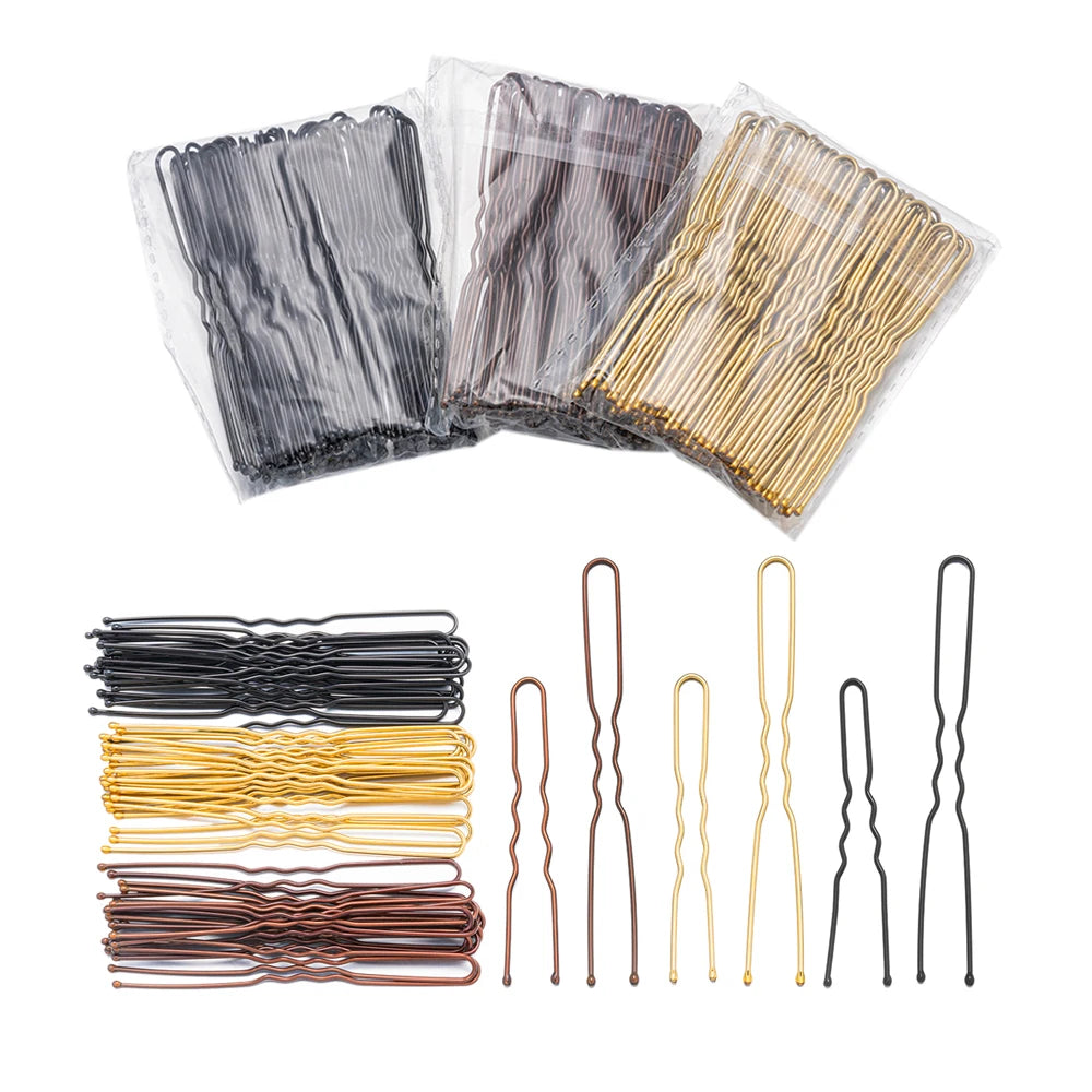 50pcs 50/60/70mm Hair Pin And Clips U Shape For Headpiece Women Girls Hairpins Accessories Bride Wedding Head Jewelry Decoration