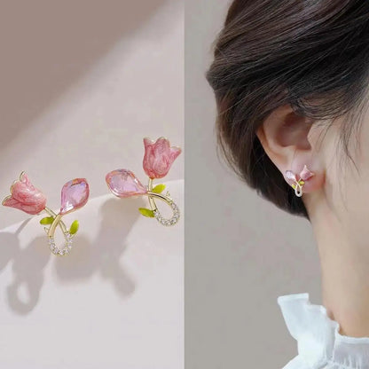 925 Silver Needle Hollow Crystal Swan Earrings For Women Korean Jewelry 2025 Trending New Luxury Animal Pearl Stud Earrings Gift