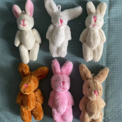 10個 ミニ 6cm ジョイント ウサギ 小さなぬいぐるみ 人形 衣類・ヘアアクセサリー 装飾 ぬいぐるみ 人形