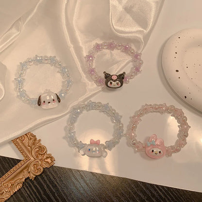 Sanrio Beaded Bracelet Cartoon Kuromi My Melody Cinnamoroll Bracelet Cute Sweet Jewelry Girl Gift