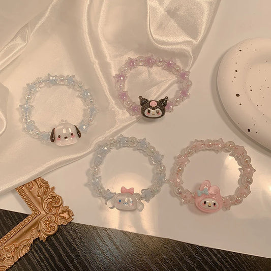 Sanrio Beaded Bracelet Cartoon Kuromi My Melody Cinnamoroll Bracelet Cute Sweet Jewelry Girl Gift