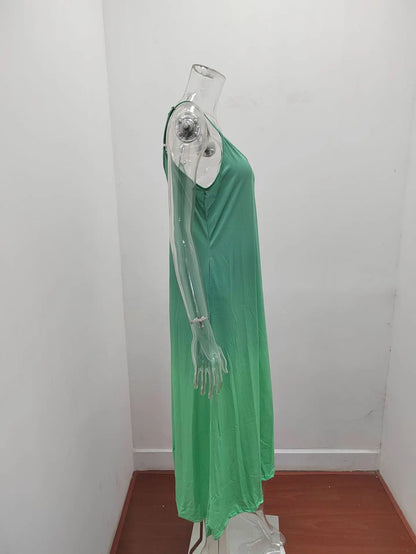 Plus Size 4XL 5XL Women's Summer Casual Loose Strap Dress Sexy Beach Boho Maxi Dress Large Size Long Dresses Female Robe Femme