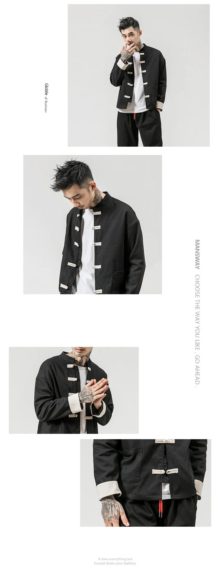 Chinese Wind Cotton Buckle Large Men's Casual Jacket Jacket Retro Stand-up Collar Tang Suit Top Batch