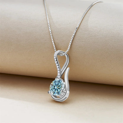 2 Carat 8mm Moissanite Necklace for Women GRA Certified 925 Sterling Silver Solitaire Pendant Chain Diamond Tester Included