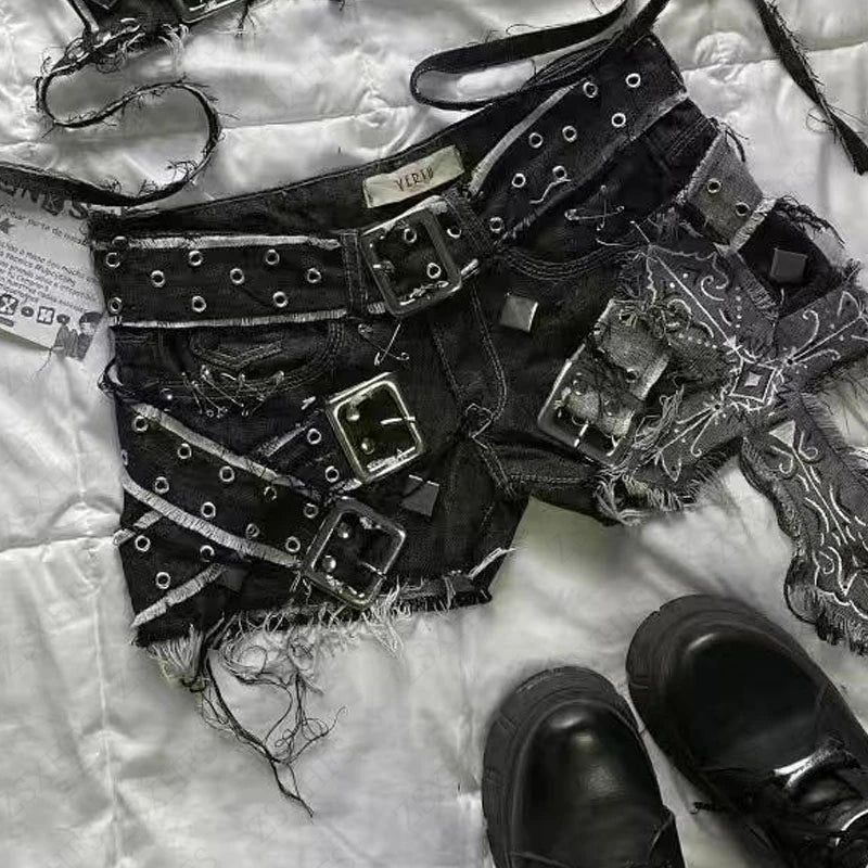 Shorts Y2k Women Clothing Streetwear Hip Hop High waist Punk Sexy Summer jean shorts Femme Black Aesthetic Japanese 2000s Short
