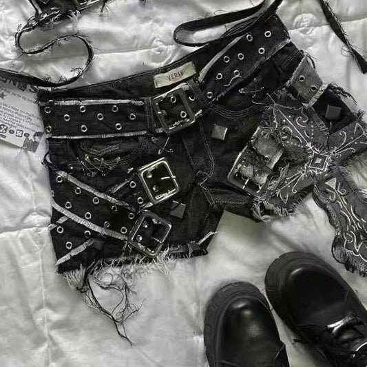 Shorts Y2k Women Clothing Streetwear Hip Hop High waist Punk Sexy Summer jean shorts Femme Black Aesthetic Japanese 2000s Short