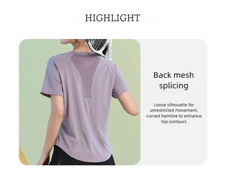 DRUR ヨガトップス スポーツウェア レディース ジムシャツ 通気性 速乾 半袖 ワークアウト Tシャツ ジョガー ランニング Tシャツ ヨガウェア 新作