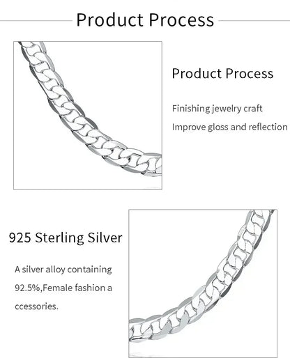 Wholesale Men's 925 Sterling Silver Necklace 2/4/6/8/10/12MM 40-75cm Chain Lobster Clasp Man Boy Women Engagement Jewelry