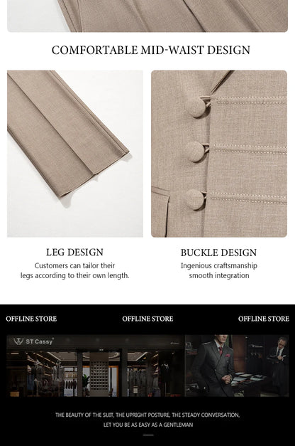 ST Cassy Elegant man suit for wedding peach Slim Fit Double Breasted Multiple buttons Casual Business man 2 piece outfit set