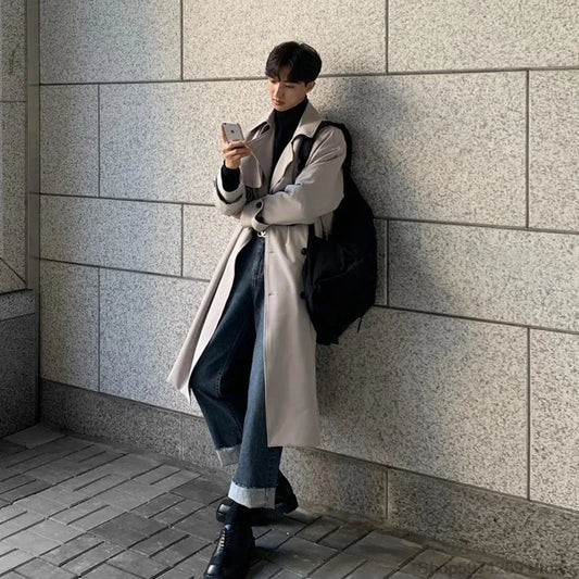 トレンチコート メンズ 新作 ロングトレンチ 韓国 メンズファッション オーバーコート 男性 ウィンドブレーカー ストリートウェア メンズコート アウターウェア 衣類