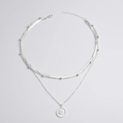 925 Sterling Silver Three-Layer Round Necklace Simple Snake Chain Charm Ball Chain Party Gift For Women's Exquisite Jewelry
