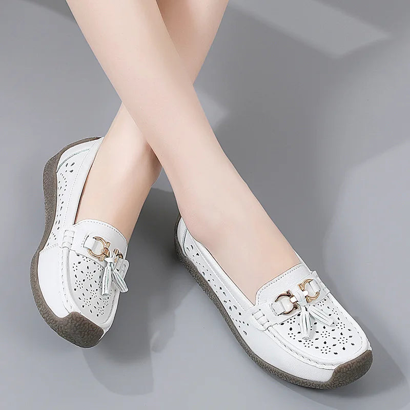2025 New Loafers Women Summer Fashion Round Toe Nurse Shoes Soft Sole Non-slip Flat Shoes Breathable Casual Sports Women's Shoes