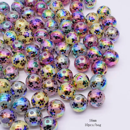 10pcs/bag Acrylic Beads Fashion Hand Drawn Cartoon Painting Loose Beaded DIY Handmade DIY Bracelets Mobile phone chain Bead Pen