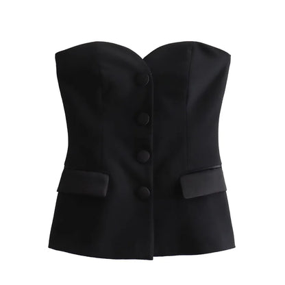 HXAO Tube Top Women 2024 Off shoulder Backless Top Vest Corset top White Black Sleeveless Tops Tank Crop top mujer