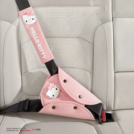 Sanrio Car Child Safety Belts, Seat Shoulder Pads, Anchors, Seat Belt Protectors, Anti-Pinch Neck Hello Kitty Car Accessories