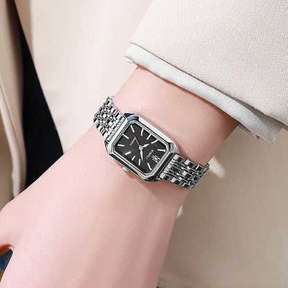 高級レディース腕時計 ファッション 長方形 レディース スチールバンド クォーツ腕時計 Reloj Mujer Relogio Feminino 女の子用時計 ギフト