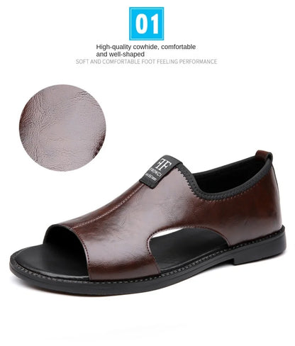 Sandals for Men Fashion Hollow Out Casual Shoes Soft Sole Comfort Beach Shoes for Men New Leather Flat Sandal Designer Sandalias
