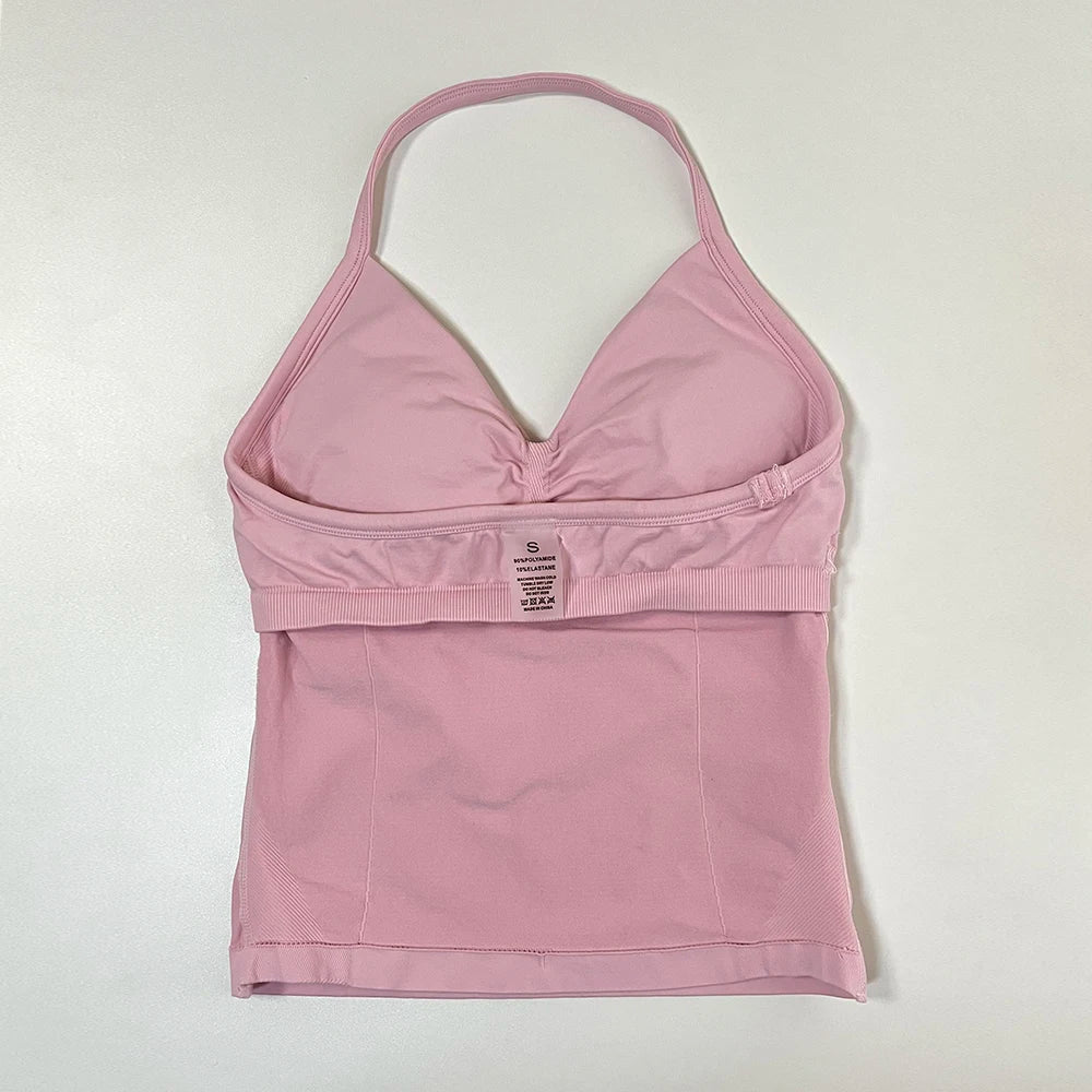 2pcs Gym Set Women Backless Tank Top and Scrunch Seamless Yoga Shorts Suits Fitness Yoga Set Activewear Workout Sets Sports Suit