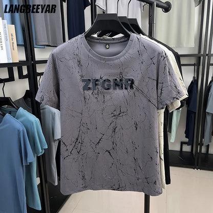Top Grade Print New Summer Tops Hipster Designer Tshirt Men 2025 Brand Short Sleeve Round Neck Casual Fashion Men Clothing