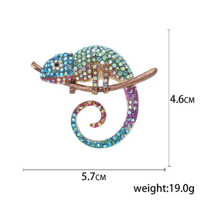 Rhinestone Chameleon Brooch for Women Unisex Enamel Lizard Pin Banquet Party Backpack Gifts Jewelry Accessories