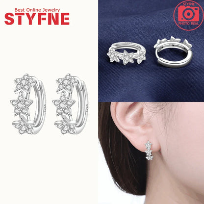 New 925 Silver Blue Zircon Star Earrings Interactive Love Wave Hoop Earrings Original Jewelry Fot Wedding Birthday Women Gifts