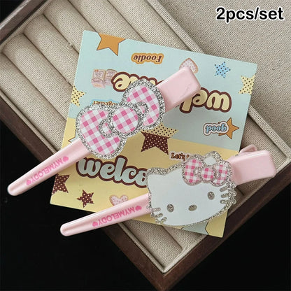 2/3/7pc Sanrio Hello Kitty Hairpin Pin Anime Cartoon Kuromi Cinnamoroll My Melody Barrettes Kawaii Hair Accessories Holiday Gift