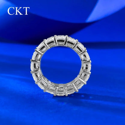 CKT 100% 925 Sterling Silver Oval Heart Round Emerald Cut Lab Sapphire 4*6MM Moissanite Jewelry Wedding Band Row Ring Wholesale