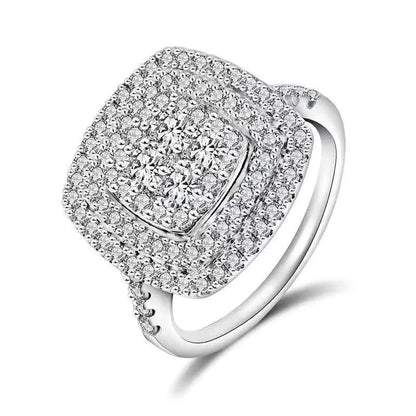 Light luxury classic 925 sterling silver square moissanite ring as a jewelry gift for women's engagement party