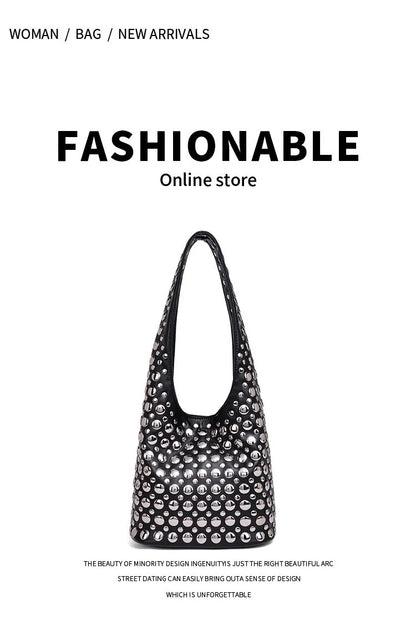 Designer Women's Geometric Shoulder Bag Luxury Shiny Rivet Handmade Clutch Top Brand Fashion Party Evening Purse