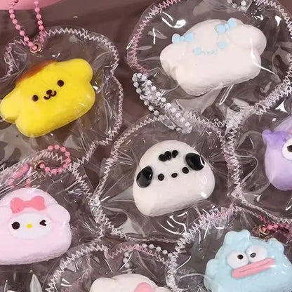 Kawaii Hello Kitty Melody Kuromi Cinnamoroll Soft Anime Keychain Cartoon Hand Pinch Toy Gift