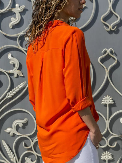 Women Casual Long Sleeve Chiffon Blouse Elegant Lapel Loose Shirt Spring Summer Solid Office Lady Tunics Streetwear Oversize Top