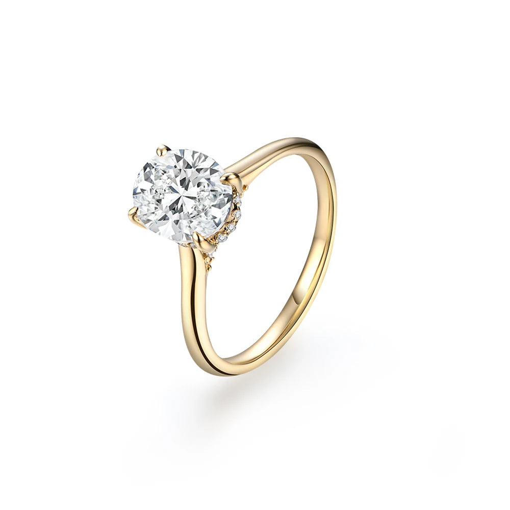 ATTAGEMS オーバルカット 9*7mm 2CT D VVS1 モアサナイトリング S925 スターリングシルバー レディース 婚約 結婚式 ジュエリー ギフト ラグジュアリー