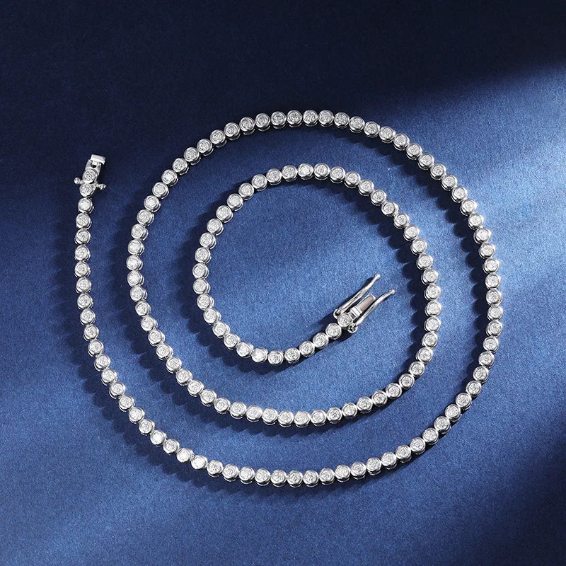 TBCYD 2/3mm Dカラー ラウンドバブル モアサナイト テニスネックレス レディース S925シルバー チョーカーネックレス パーティージュエリー クリスマスギフト