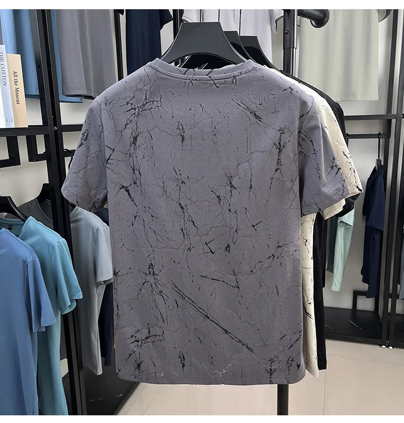 Top Grade Print New Summer Tops Hipster Designer Tshirt Men 2025 Brand Short Sleeve Round Neck Casual Fashion Men Clothing