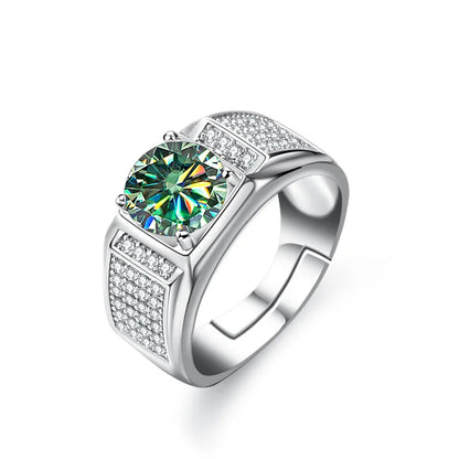 Bague Ringen Real Moissanite Ring For Men Sterling Silver 2 Carat Round Brilliant Diamonds Engagement Ring Male Wedding Jewelry