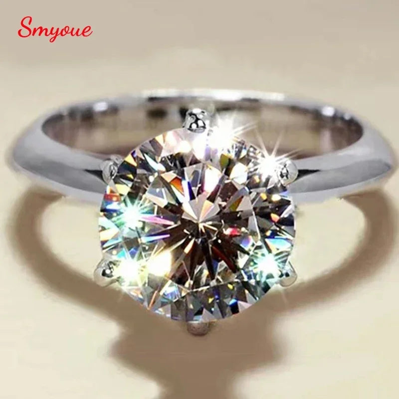 Smyoue認定 1-5CT モアサナイトリング VVS1 ラボダイヤモンド ソリティアリング レディース 婚約 約束 結婚指輪 ジュエリー ファイン