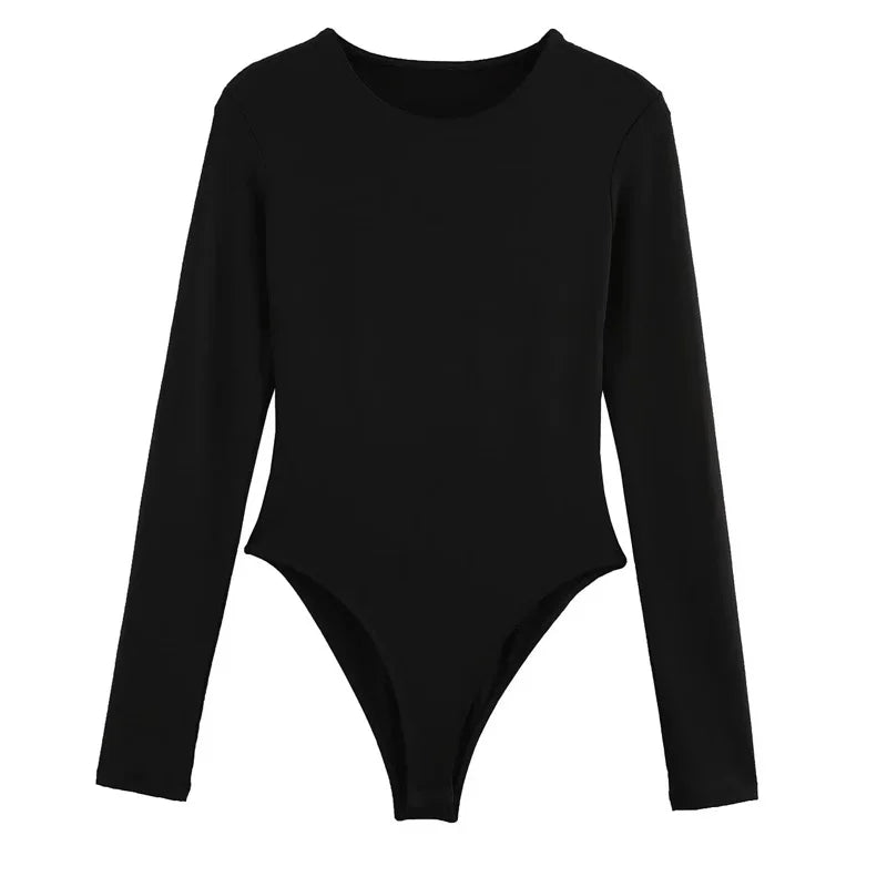 TRAF Woman 2025 Bodysuits Long Sleeve Black Body For Women Spring Summer Slimming Bodysuit Lingerie One Piece Thong Bodysuit