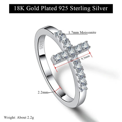 M-JAJA Moissanite Ring Original 925 Sterling Silver 3mm D Color VVS1 Cross Wedding Bands for Women Couple Promise Rings Jewelry