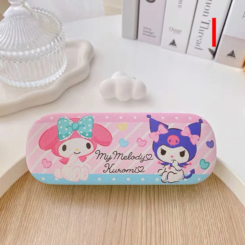 Cartoon Stitch Hello Kitty Glasses Case Children Students Anti Drop Glasses Storage Box Princess Series Pattern Protective Case