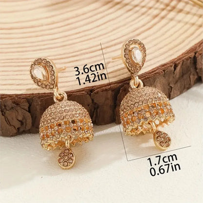 Elegant Inlaid Rhinestone Classic Heart-shaped Droplet Earrings for Women Boho Bell Shaped Earrings Jewelry Gifts